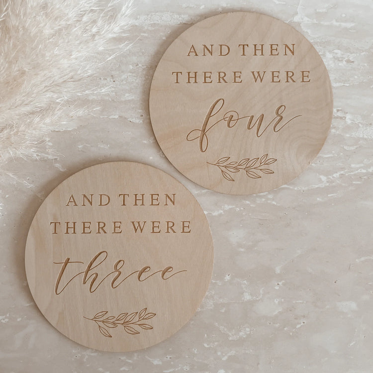 'And then there were...' Etched Wooden Announcement Plaque - 15cm
