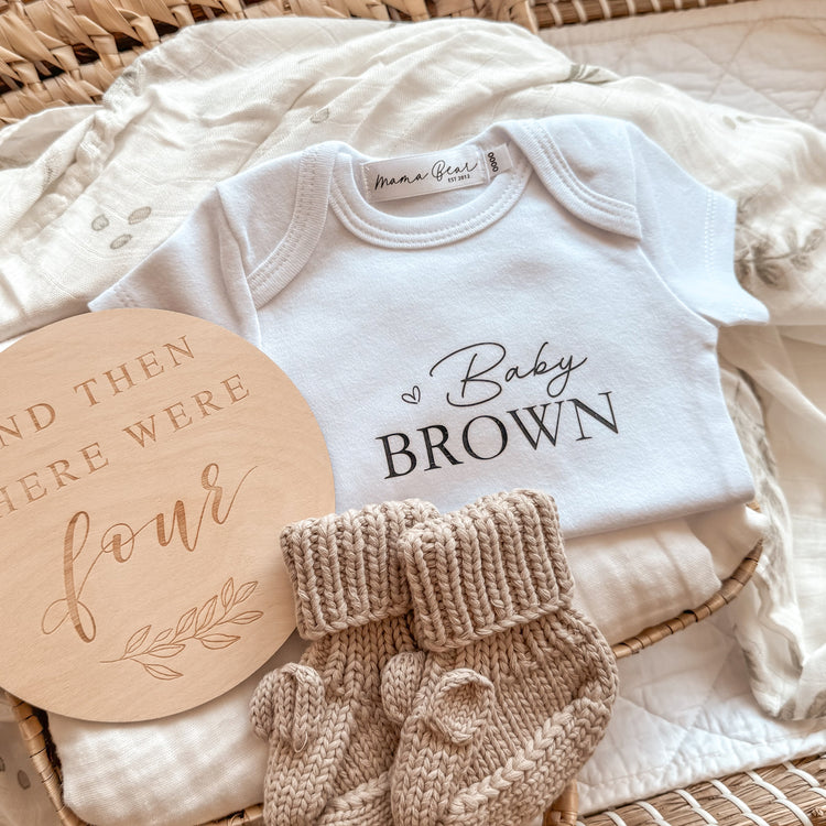 Custom Baby Announcement Onesie | Surname