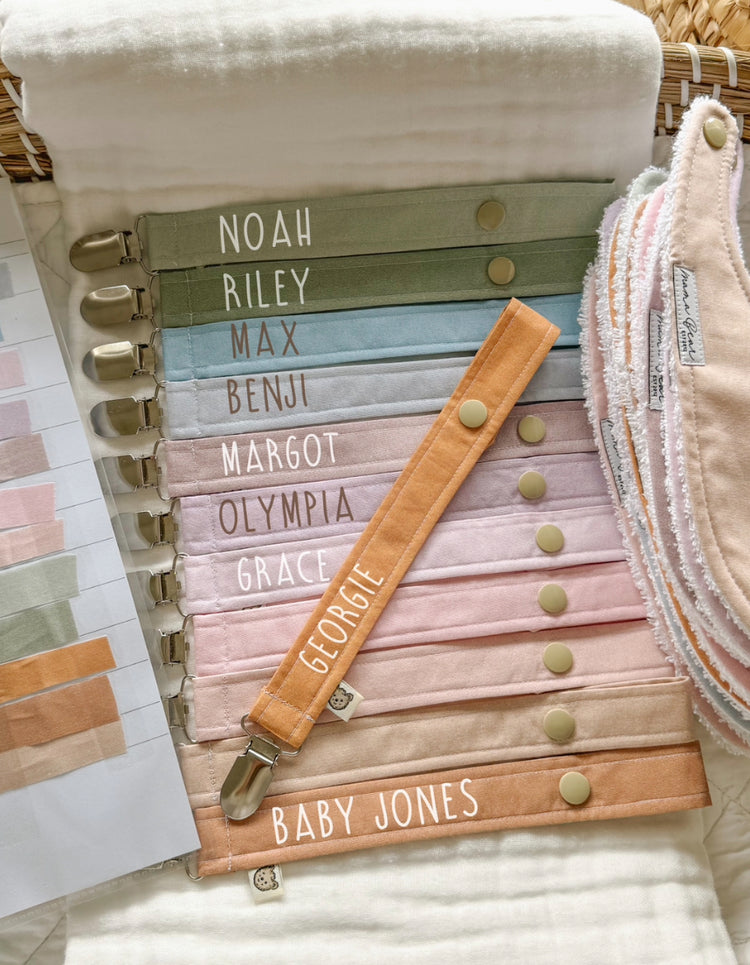 Baby Pastel clip personalise with babies name. Newborn Gift Idea, available in a range of pastel colours.