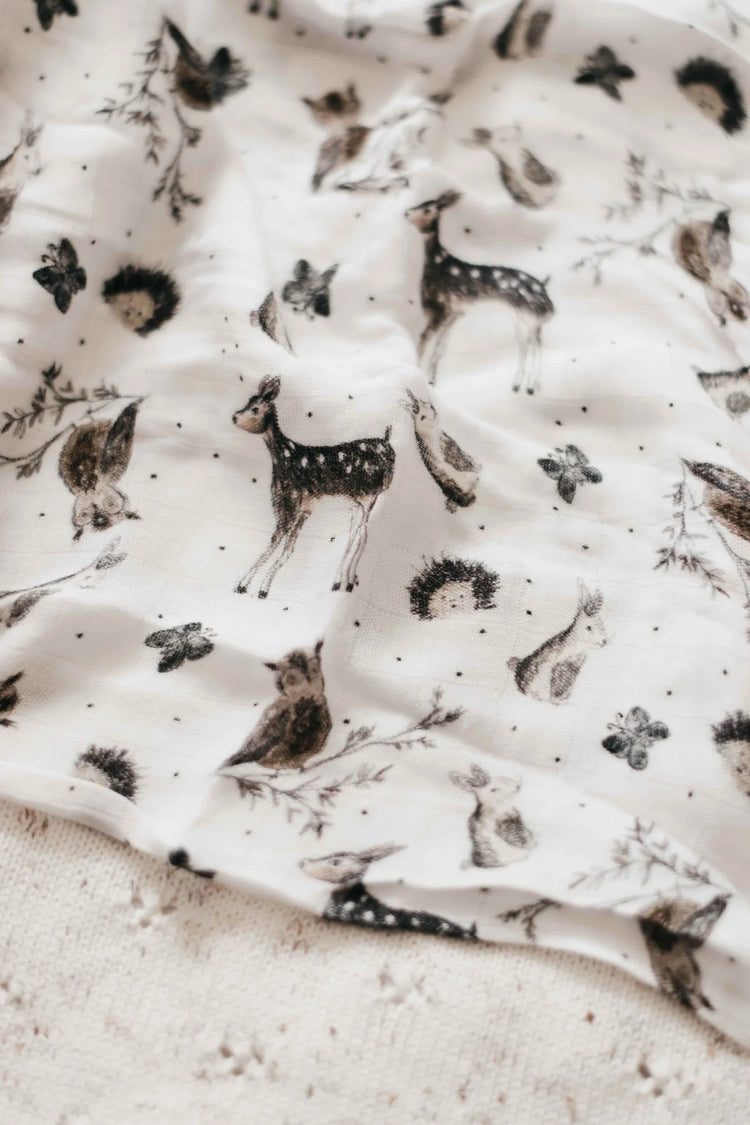 Baby Bamboo Muslin Swaddle | Woodland Animals