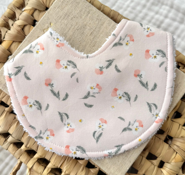 Baby Girl Bib | Blush Pink Flower Pansy