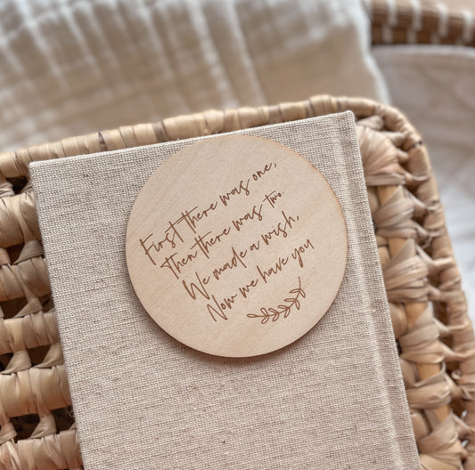We made a wish, now we have you | Wooden Milestone Plaque