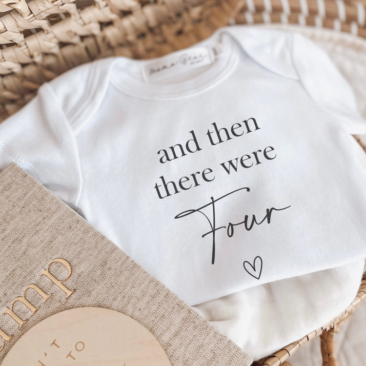 Second Baby Pregnancy Announcement Onesie | And then there were 4