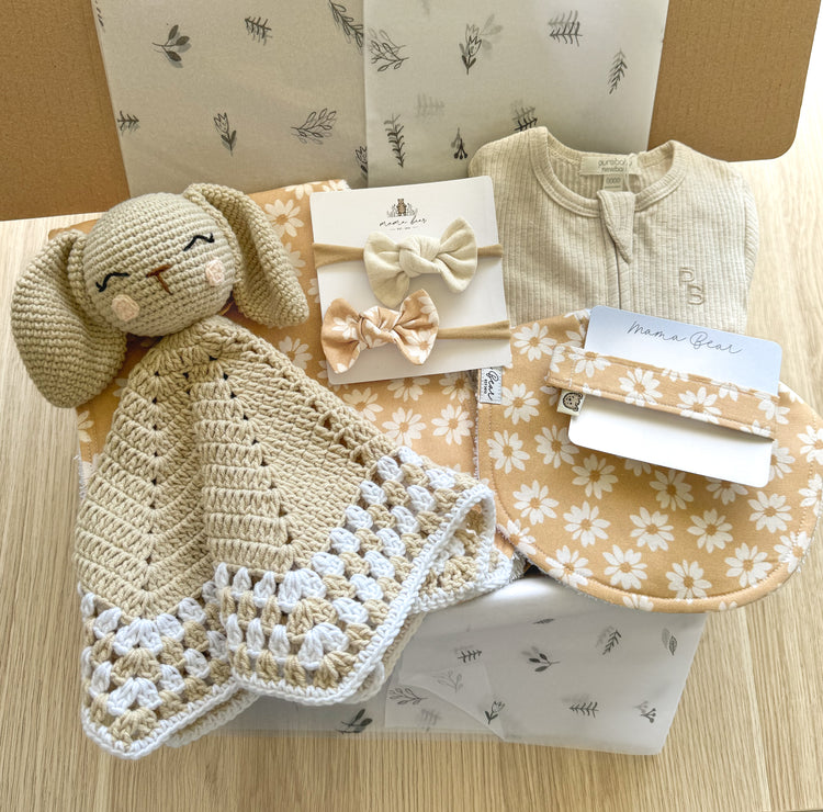 New Baby Girl Gift Hamper | Caramel Daisy Bunny