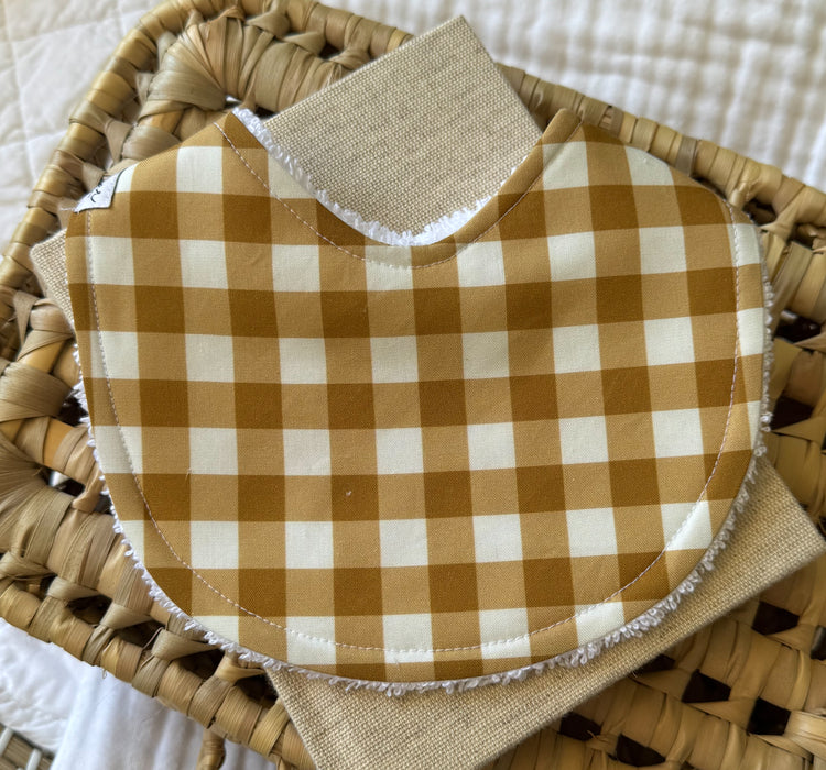 Baby Bib | Large Mustard Check