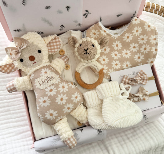 Newborn Baby Girl Gift Hamper | Personalised Lambie Latte
