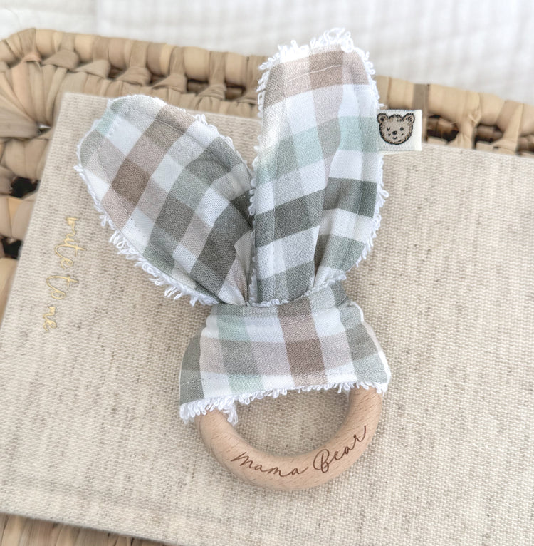 Baby Teething Ring - Moss Plaid