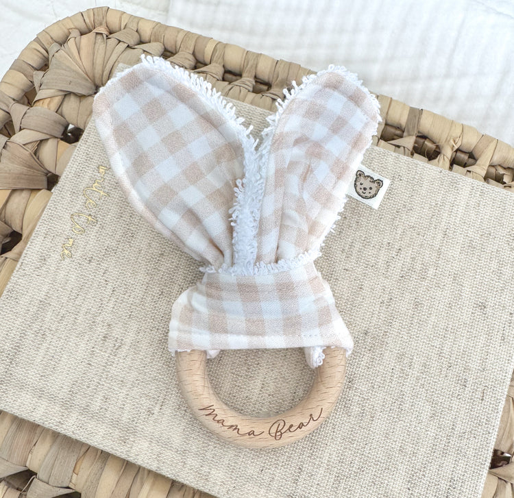 Baby Teething Ring - Vanilla Gingham