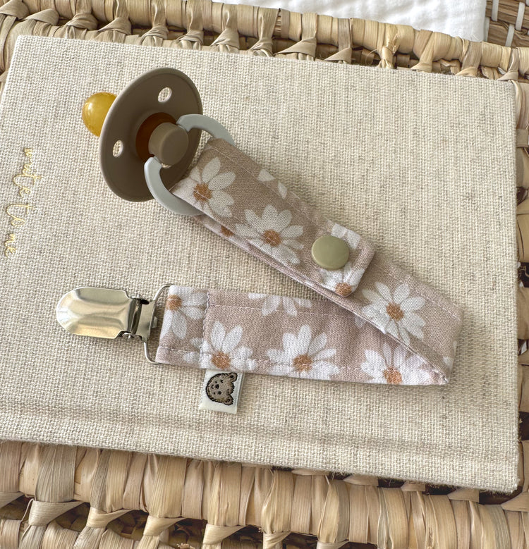 Baby Dummy Chain | Taupe Daisy