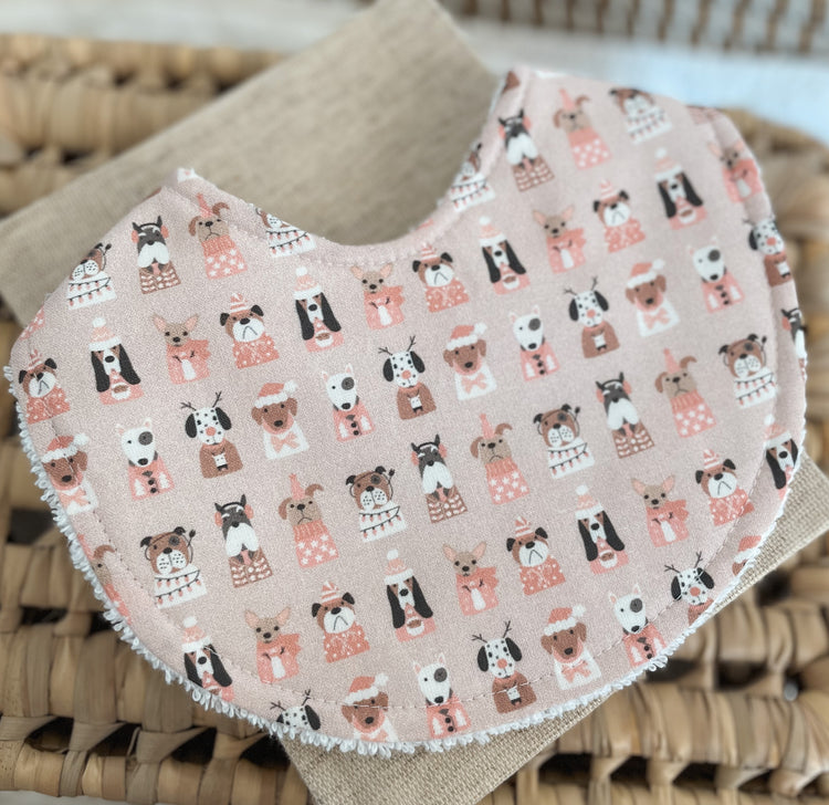 Bib - Blush Christmas Puppies
