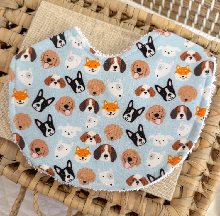 Baby Bib | Puppy Dog Faces Blue