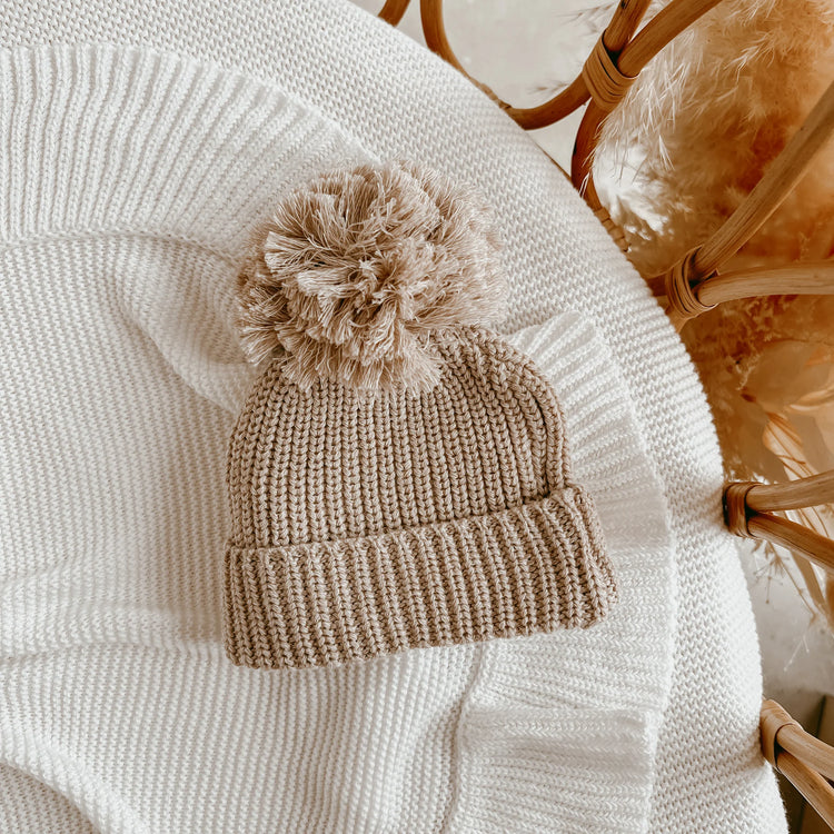 Mini Knit Baby Beanie | Fawn Beige