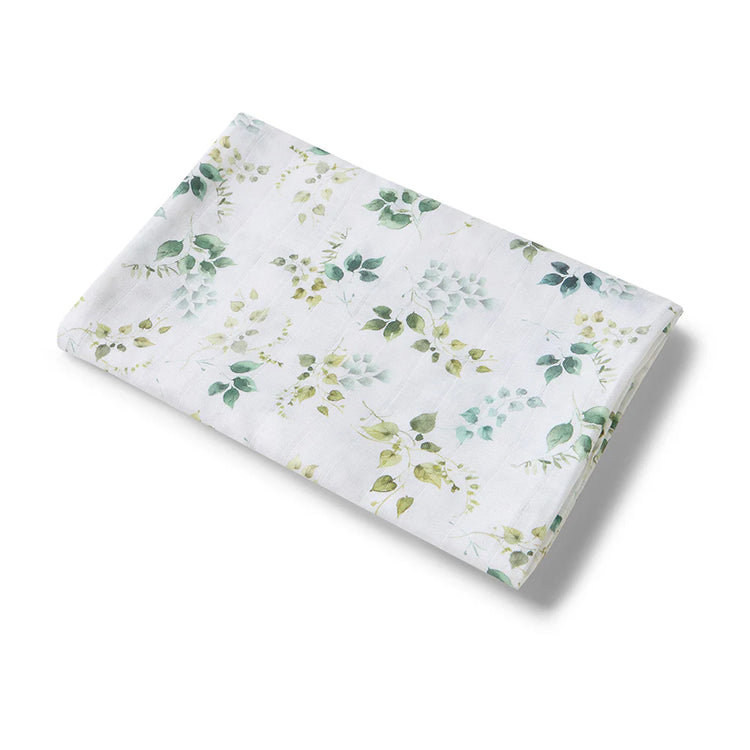 Baby Muslin Wrap - Eden Greenery Leaves | Snuggle Hunny