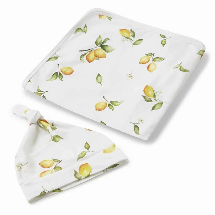 Lemon | Baby Jersey Wrap & Beanie Set