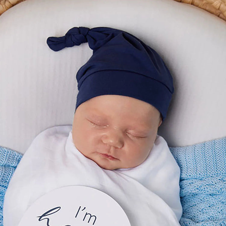 Navy Organic Knotted Baby Beanie