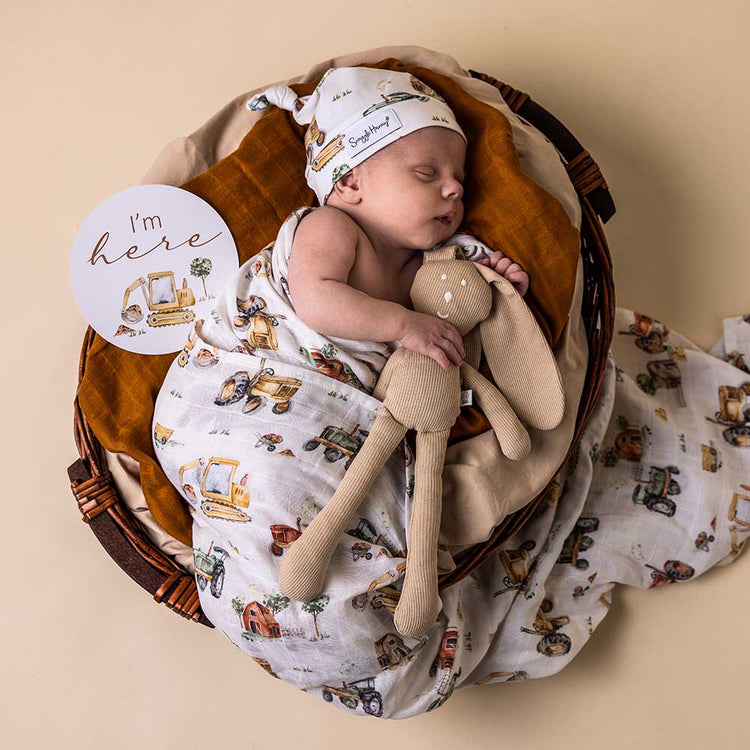 Baby Muslin Wrap - Diggers & Tractors | Snuggle Hunny