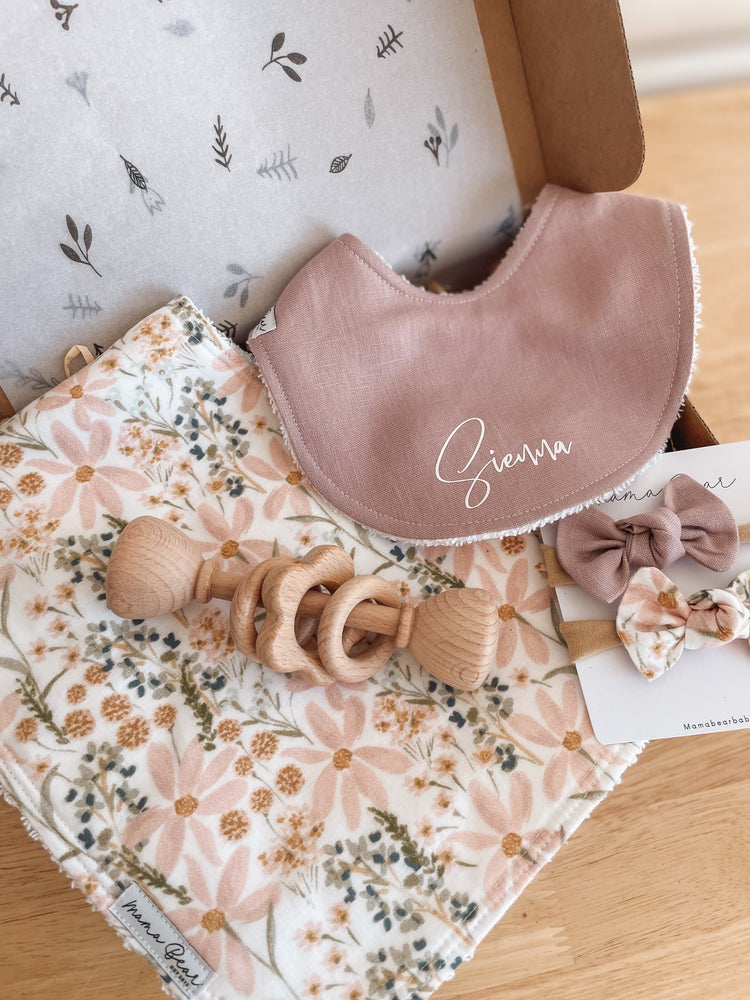 Personalised Bib & Burp Cloth Set | Pastel Meadow