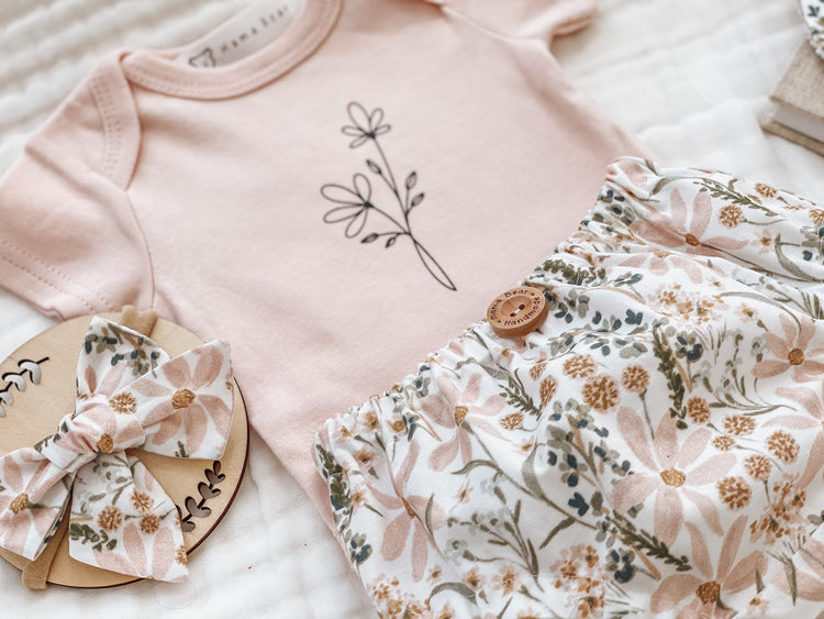 Nappy Pant & Onesie Set | Pastel Meadow Flower