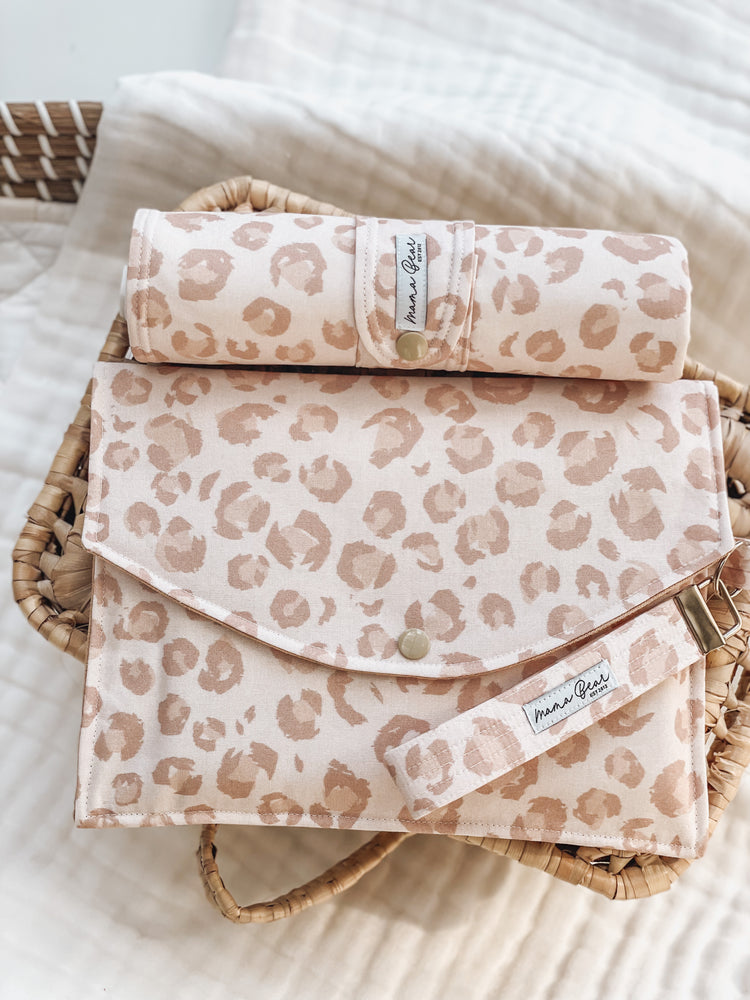 Nappy Wallet (with Zip Pocket) - Pastel Pink Leopard
