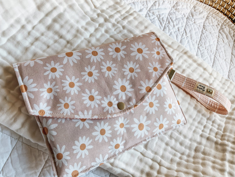 Nappy Wallet (with Zip Pocket) - Blush Daisy