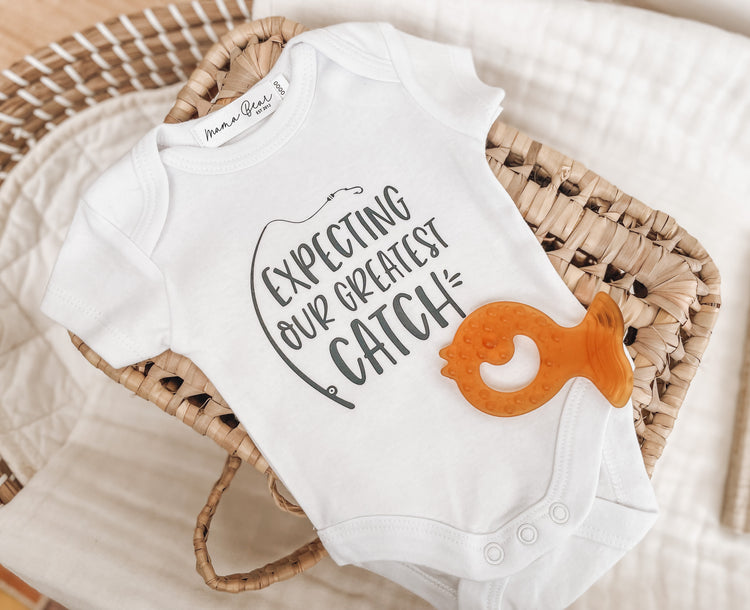 Fishing Baby Announcement Onesie - Expecting Our Greatest Catch