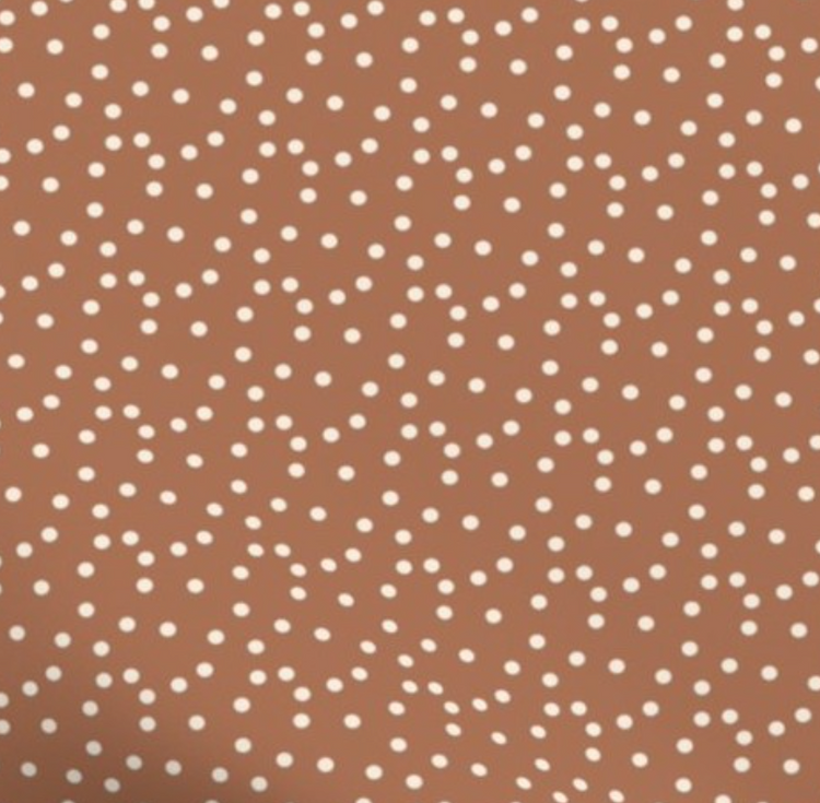 Natural wood & Bunny Ear Teething Ring - Rust Polka Dot