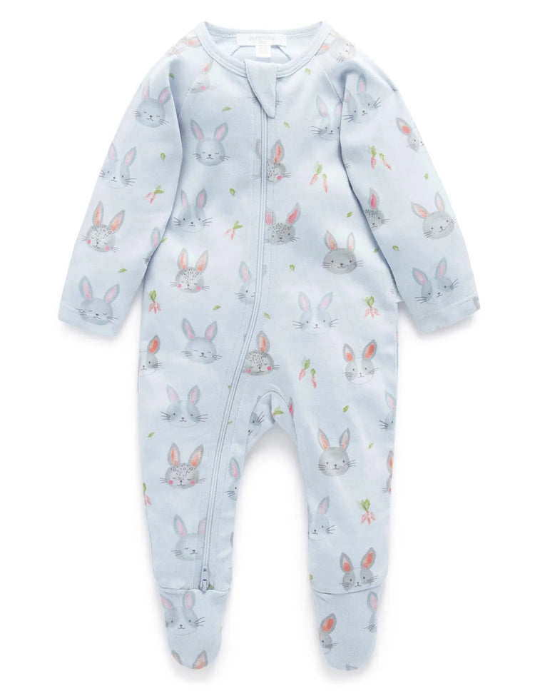 Bunny Friends Zip Growsuit | Blue