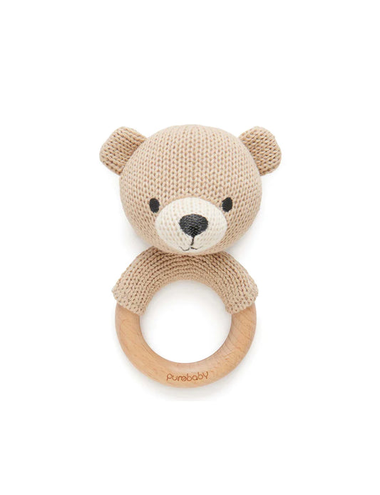 Purebaby Knitted Bear Rattle