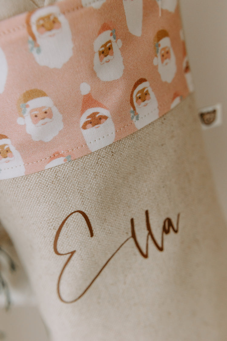 Personalised Christmas Stocking | Pastel Pink Santa