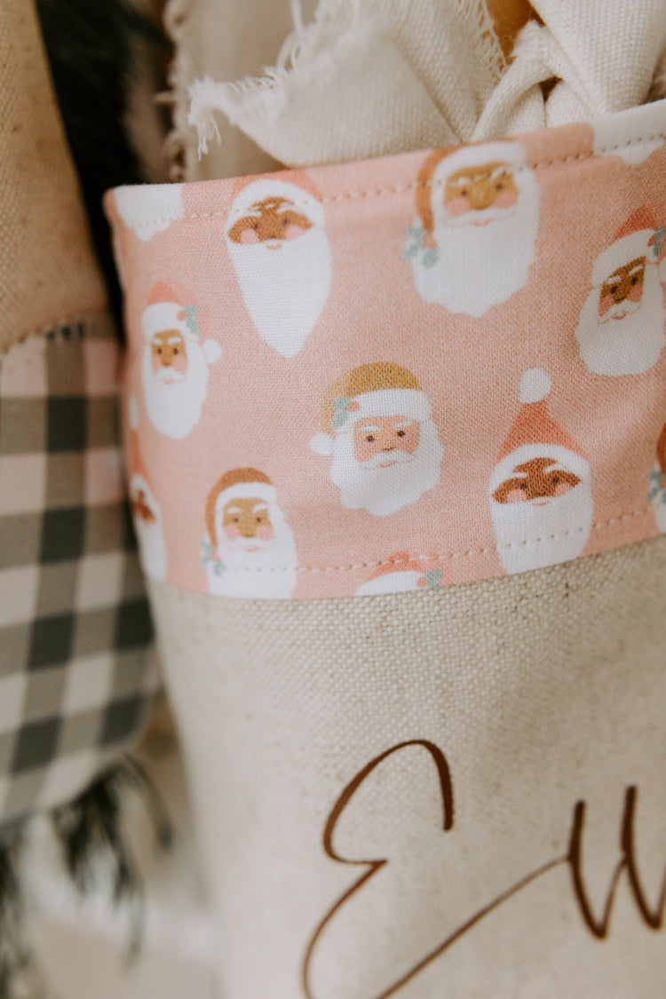 Personalised Christmas Stocking | Pastel Pink Santa