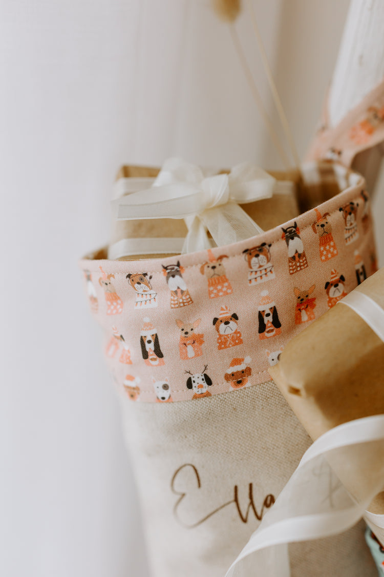 Customisable Christmas Stocking | Blush Christmas Puppies