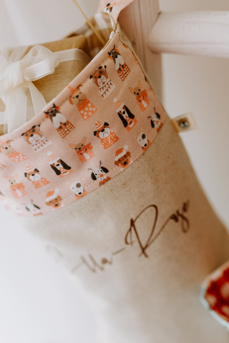 Customisable Christmas Stocking | Blush Christmas Puppies