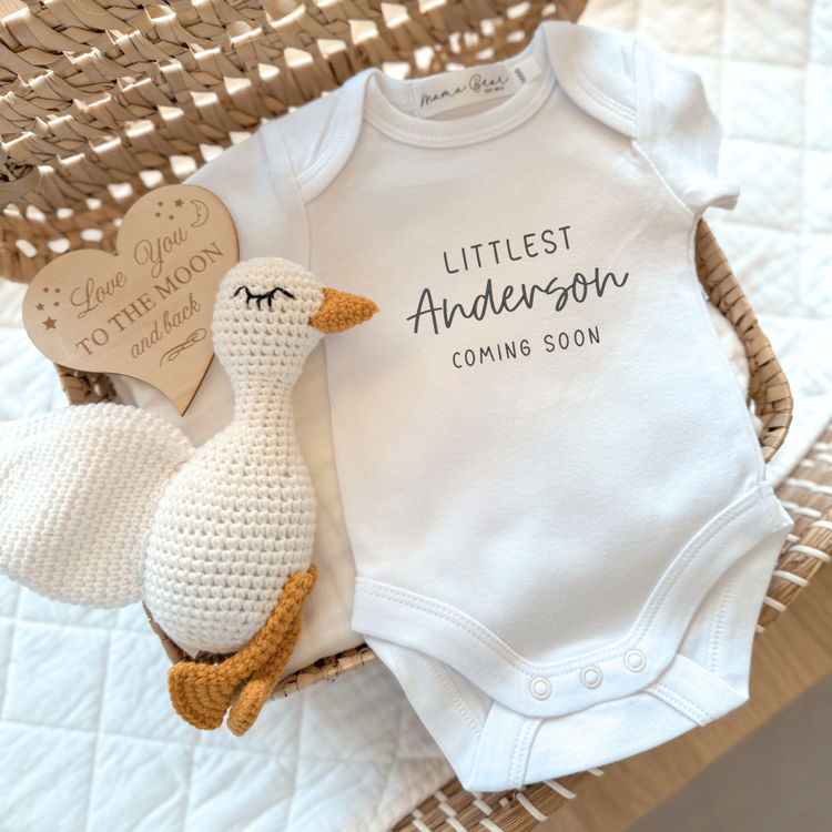 Pregnancy Announcement Baby Onesie | Littlest Surname