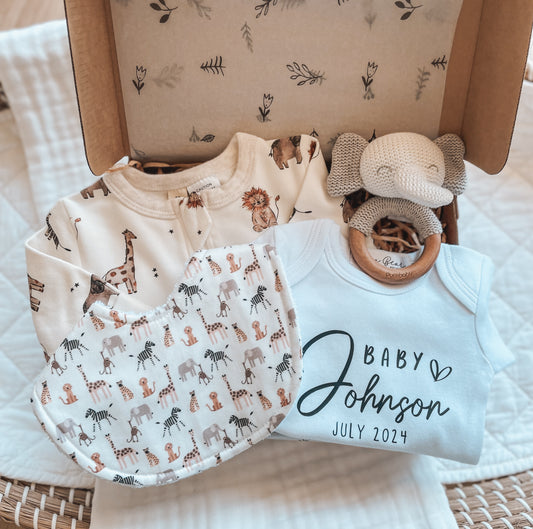 Personalised Baby Announcement Gift box | Safari