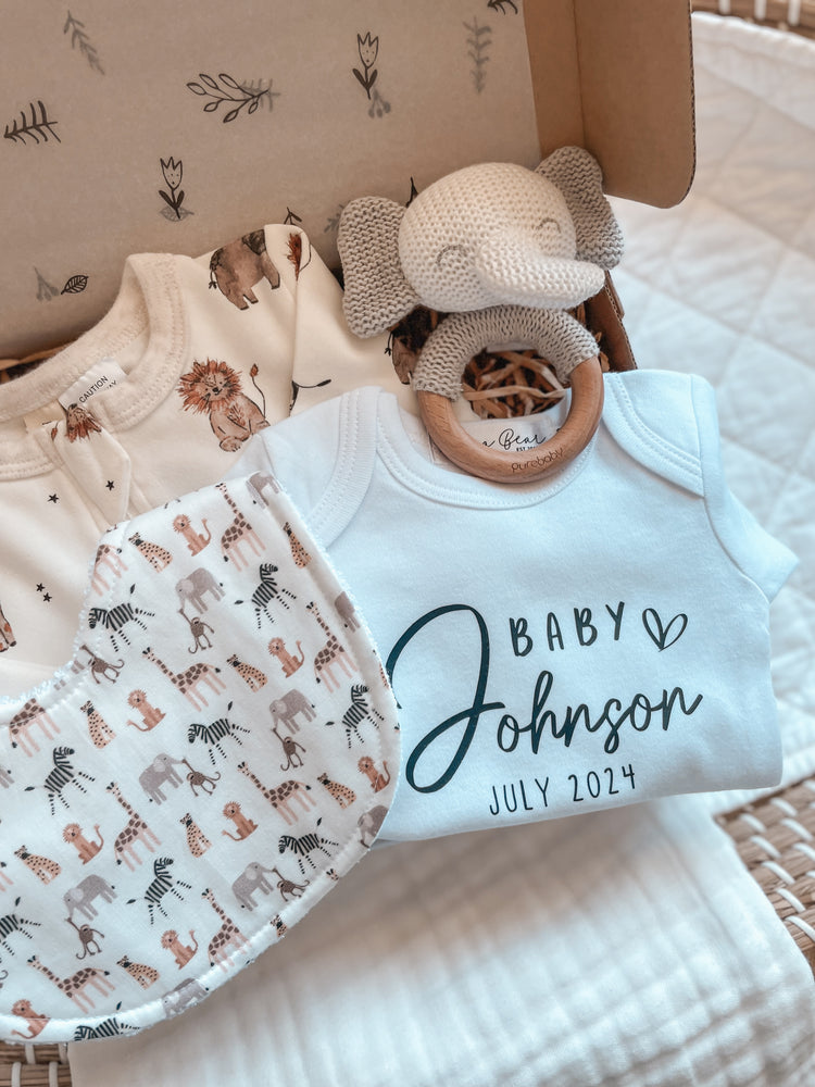 Personalised Baby Announcement Gift box | Safari