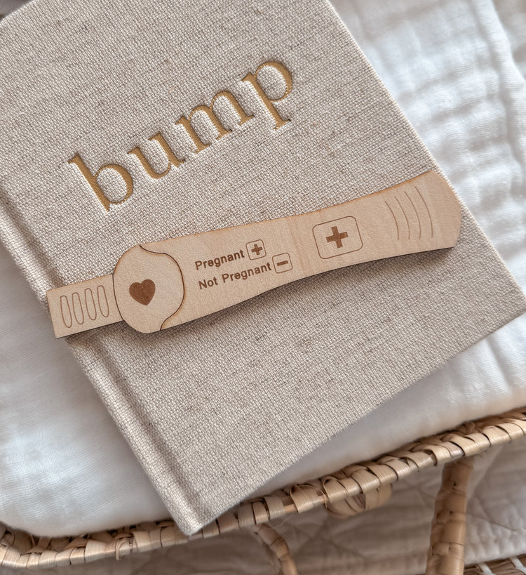 Pregnancy Test Announcement | Wooden Disc