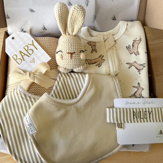Personalised Gender Neutral Newborn Gift Hamper | Beige Bunny