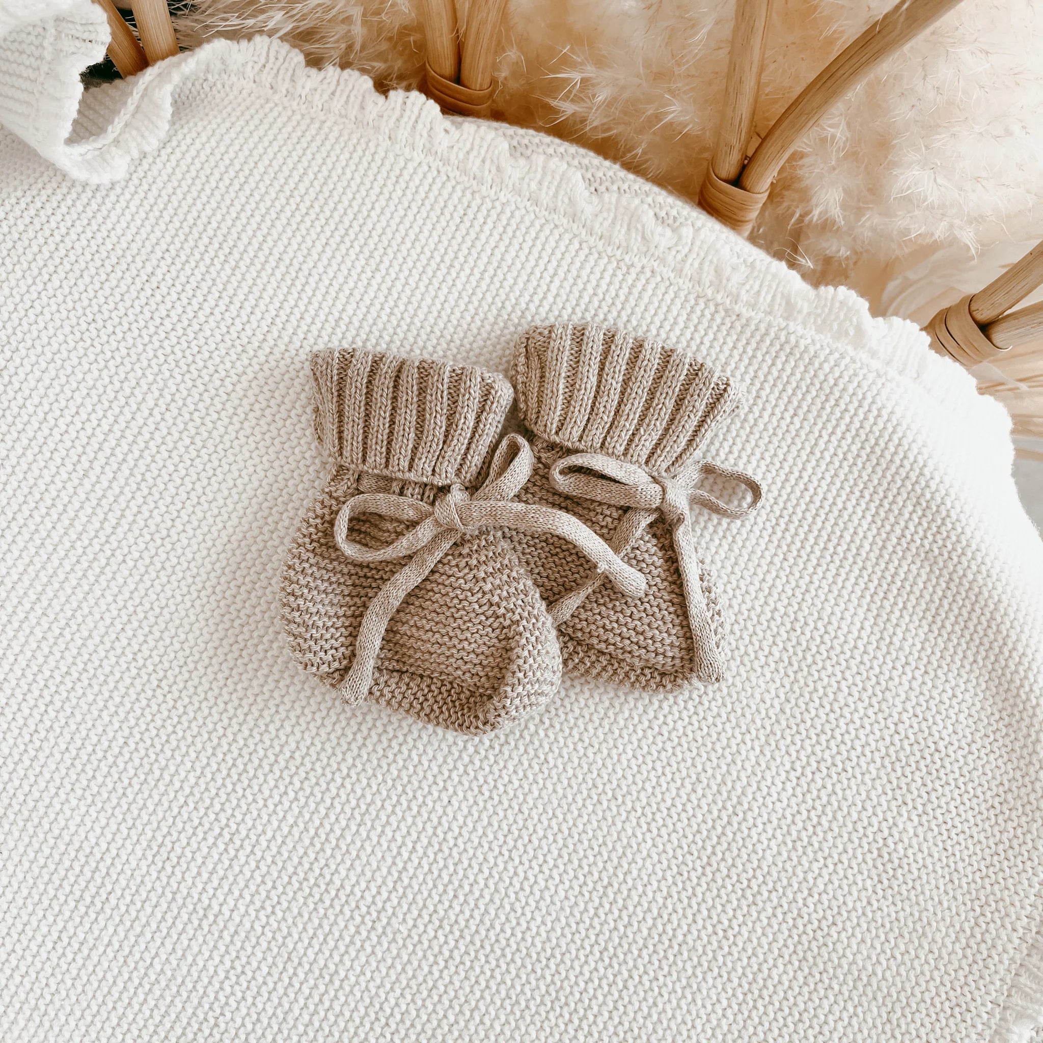 Mini Knit Baby Booties | Fawn Beige