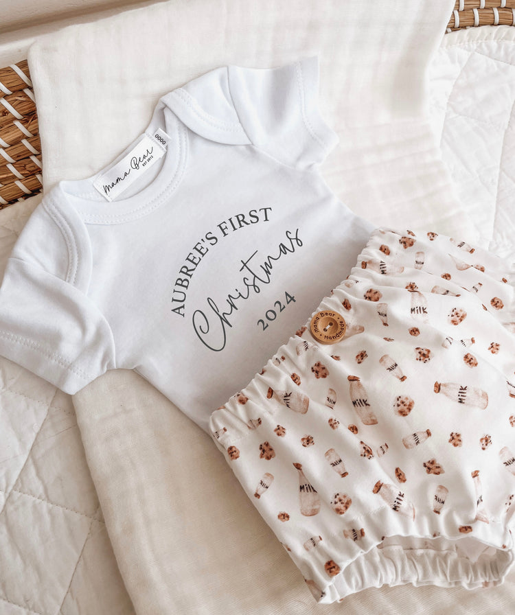 2024 Personalised First Christmas Baby Outfit | Milk & Cookies