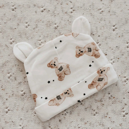 Ivory Newborn Baby Beanie | Peshal Teddy Bear