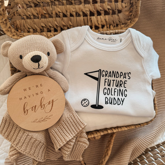 CUSTOMISABLE Future Golfing Buddy - Pregnancy Baby Announcement Onesie