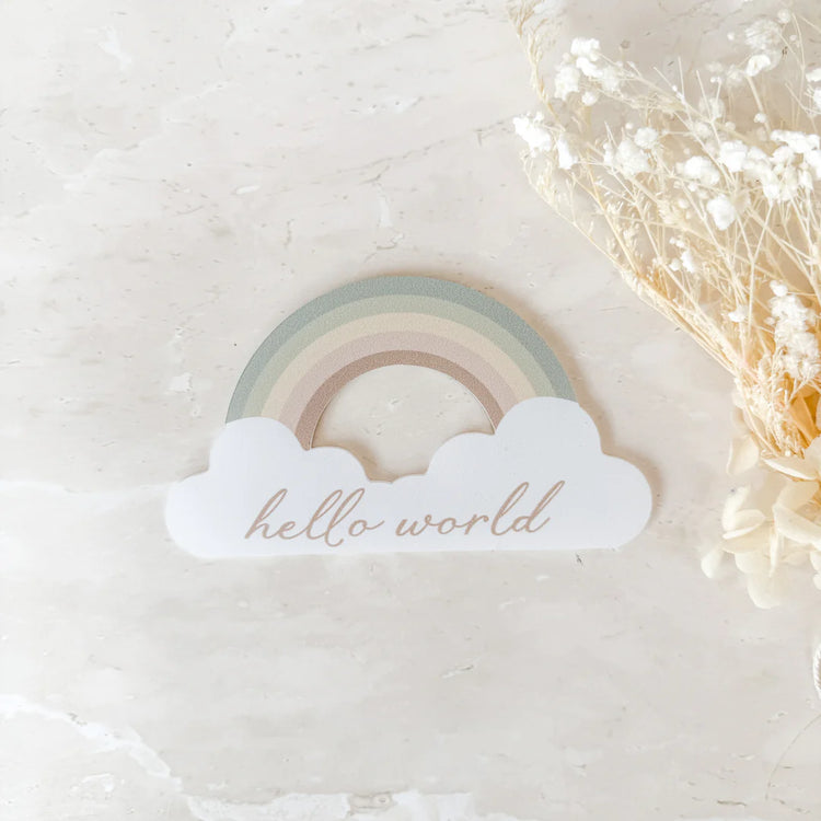 Baby Plaque | Hello World/Our Little Rainbow Two-Sided Rainbow