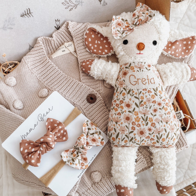Personalised Chenille Lamb, Cardigan & Blanket Giftbox | Mini Spring