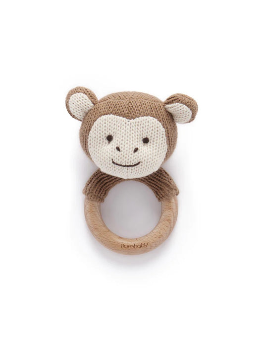 Purebaby Knitted Monkey Rattle | Purebaby