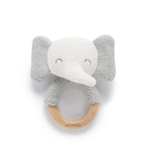 Purebaby Knitted Elephant Rattle | Purebaby