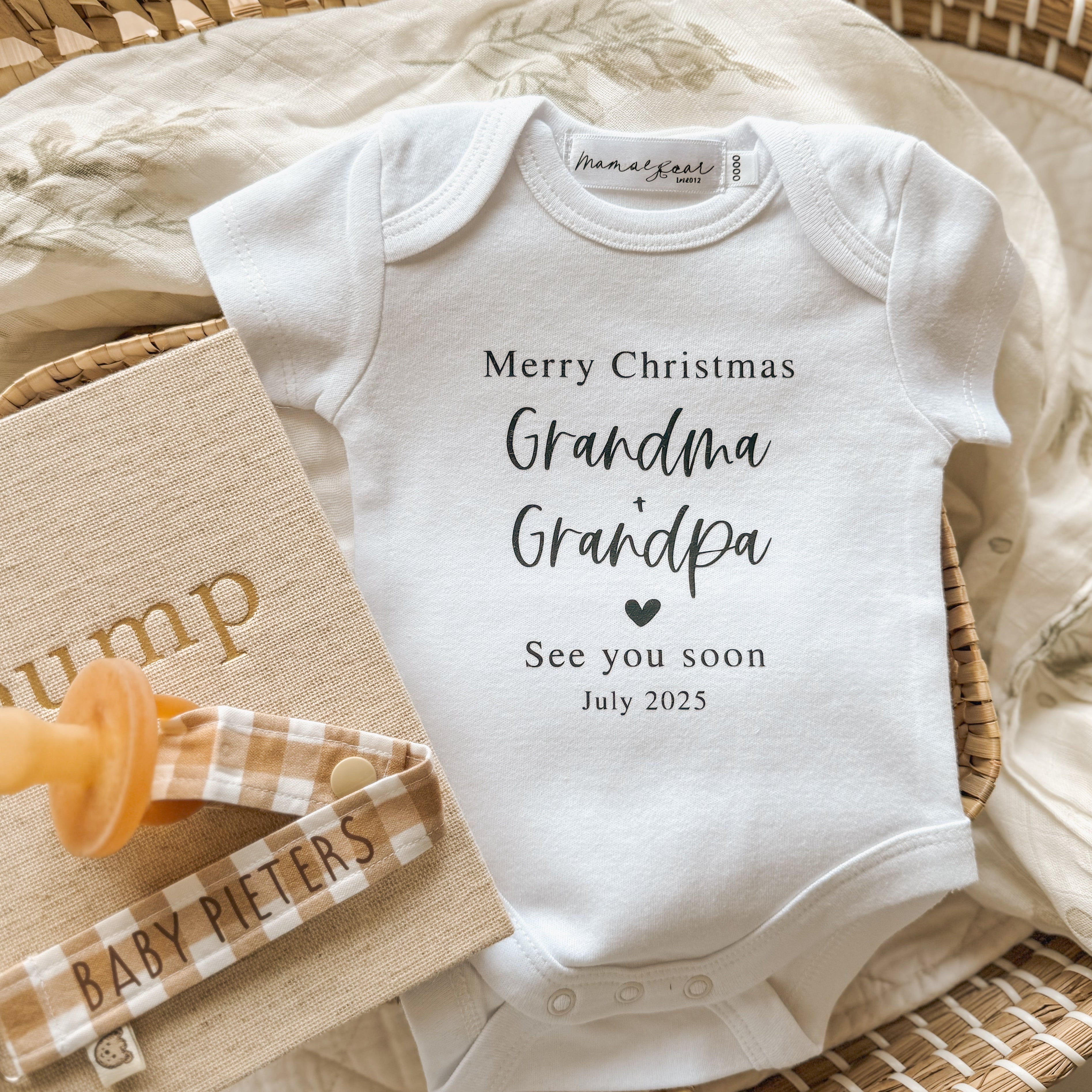Christmas Baby Announcement Onesie NAME CUSTOMISABLE