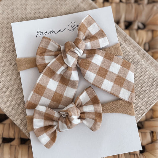 Baby Hairbow - Caramel Gingham