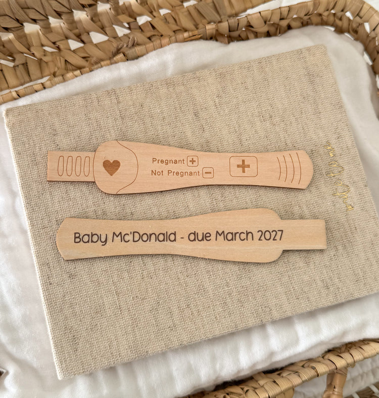 Pregnancy Test Baby Announcement | Wooden Plaque