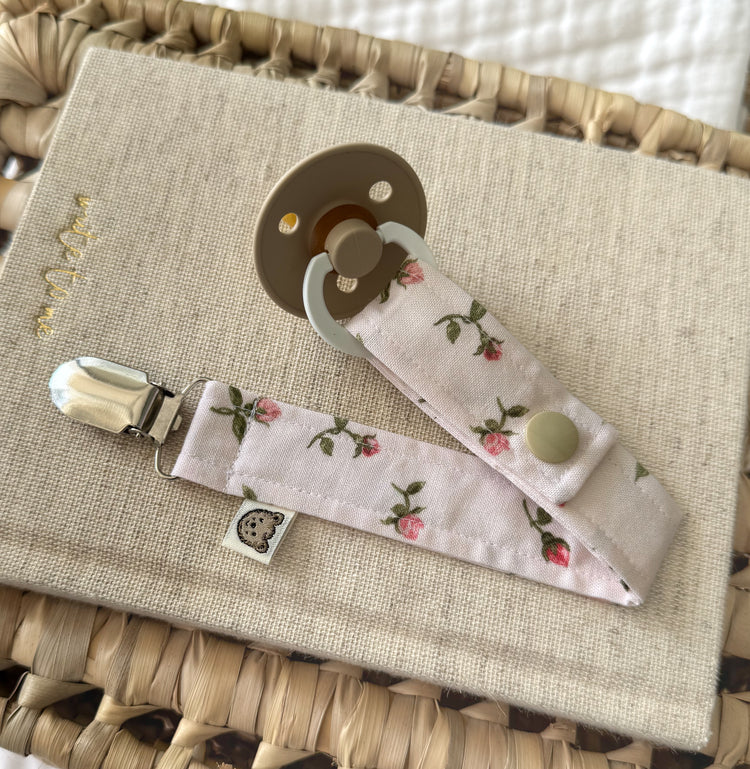 Baby Dummy Clip - Blush Rosebuds