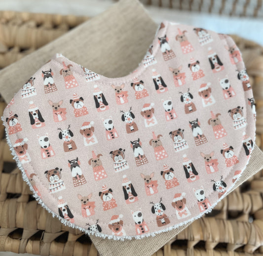 Bib - Blush Christmas Puppies